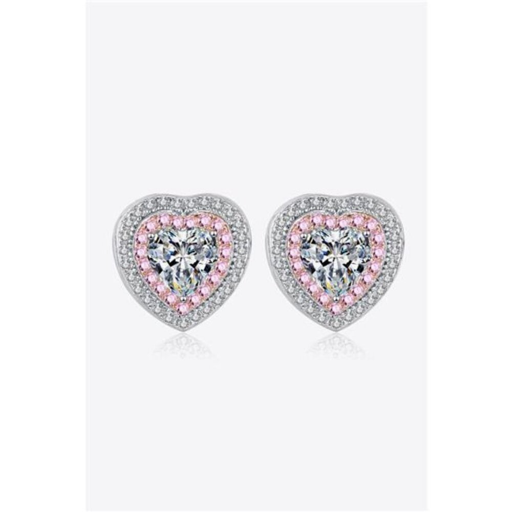 Moissanite Heart-Shaped Stud Earrings
